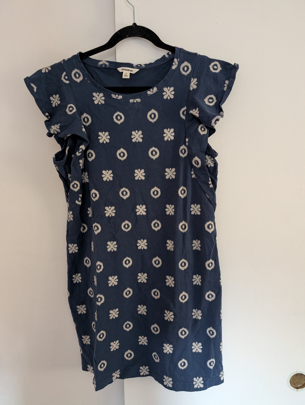 Good Threads Navy Dress with Geometric Design 100 Percent Cotton Size medium